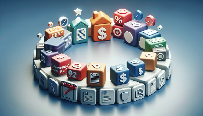 Debt Consolidation or Negotiate with Creditors: Effective Strategies | DCL A financial chart illustrating various debt consolidation loans, secured and unsecured, with differing colours indicating interest rates and risks.