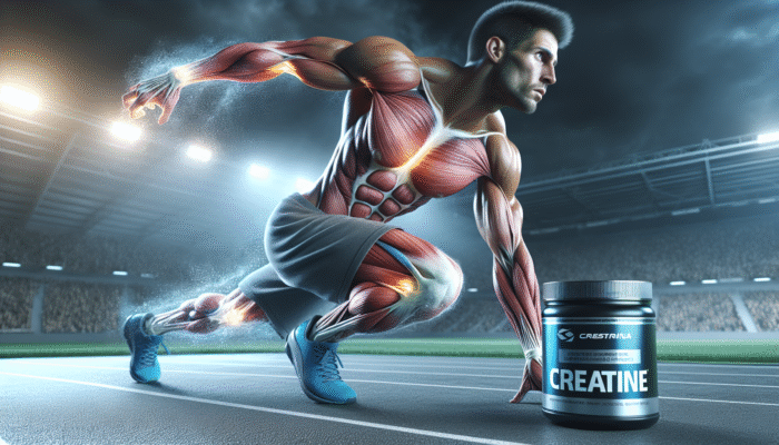 Athlete swiftly recovering from muscle strain with creatine, alleviating inflammation and soreness, returning to intensive sports training.