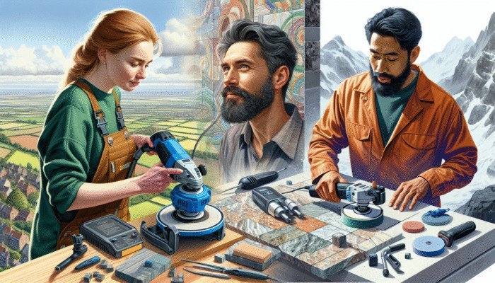 UK stone restorer using Brand C's adaptable equipment on various stone surfaces.