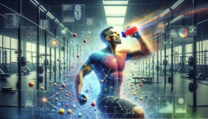 Athlete enjoying an energy-enhancing pre-workout supplement for peak performance in the gym.