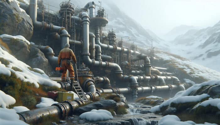 An aged sewer system in Whistler being inspected for cracks and leaks amidst snowmelt and heavy rainfall.