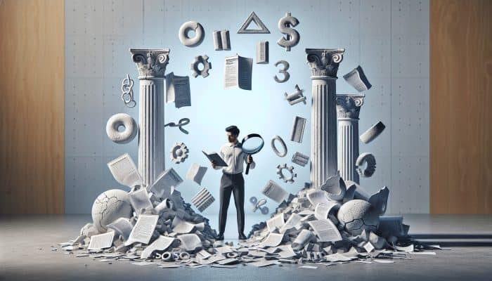 Debt Consolidation Myths From Social Media: UK Edition | DCL Debt Consolidation Myths From Social Media: Person debunking debt consolidation myths with factual documents and a magnifying glass.