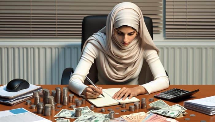 How to Track Debt Consolidation Progress: UK Guide | DCL Person at desk writing financial goals for debt consolidation, surrounded by bills.