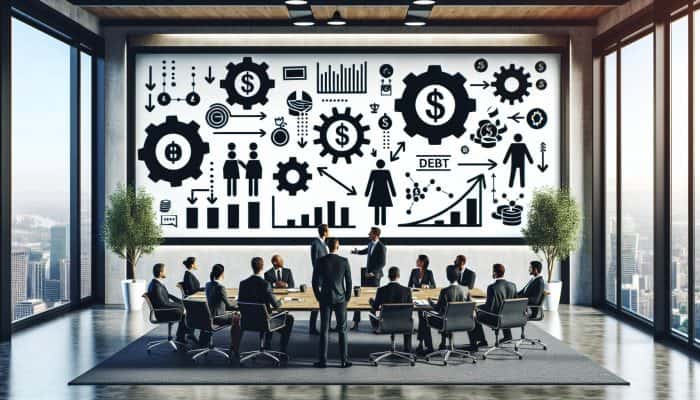 Essential Insights on Leading New Debt Consolidation Lenders: UK's Best | DCL Professionals discussing debt consolidation strategies in a modern office with digital screen displaying graphs.