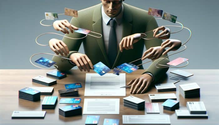 Debt Consolidation and Financial Risk Factors: UK Guide | DCL Debt Consolidation and Financial Risk Factors: Person in UK consolidating multiple debts into one manageable loan, symbolized by a single document on a tidy desk.