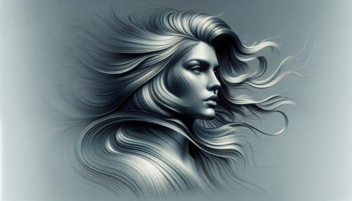 A confident woman in a vibrant portrait with a refined flip hairstyle, elegant flowing waves, and playful bounce, exuding personality and dynamism.