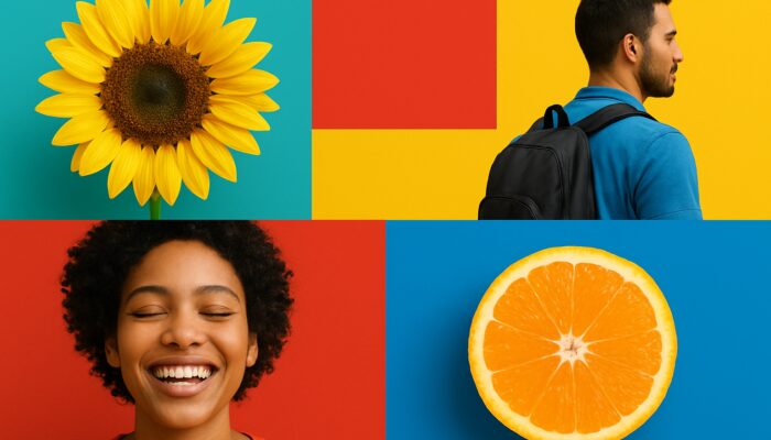 Vibrant digital layout featuring colourful images and bold text intertwined to enhance audience engagement.